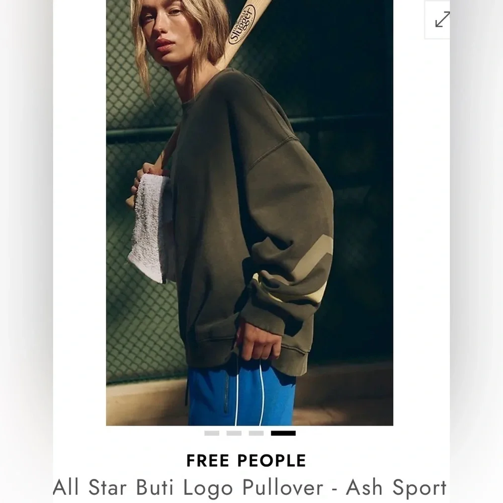Free People Movement All Star Logo Pullover Sweatshirt Size S NEW
